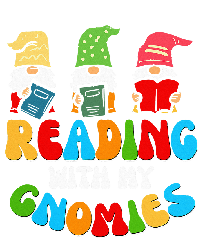 Reading With My Gnomies Funny Gnomes Book Lover Cropped Pullover Crew