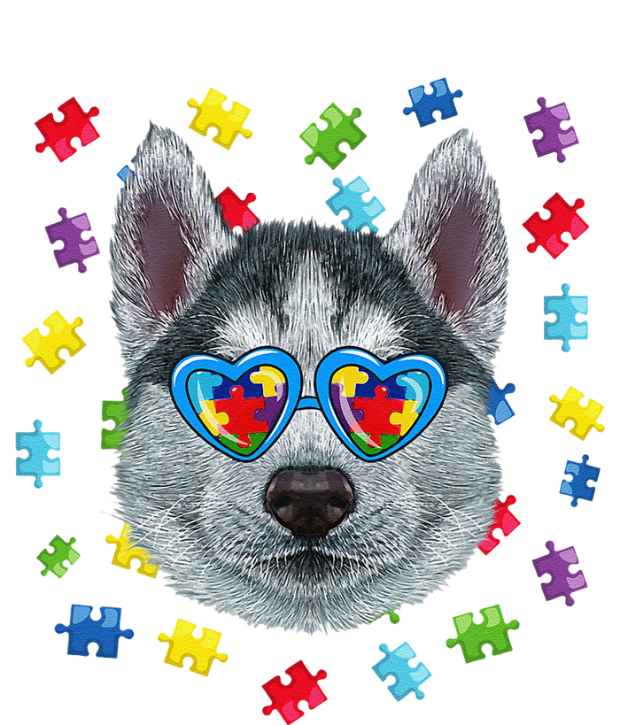 Funny Autism Siberian Husky Dog Puzzle Sunglassess T-Shirt