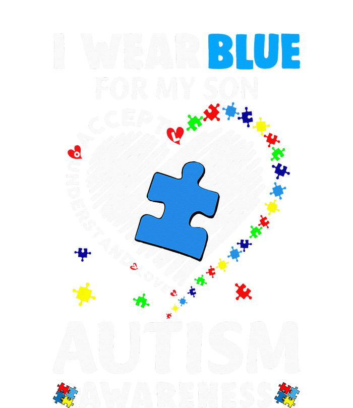 Heart I Wear Blue For My Son Autism Awareness Month T-Shirt