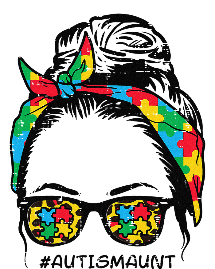 Hairbun Puzzle Bandana Sunglasses Autism Aunt Awareness T-Shirt