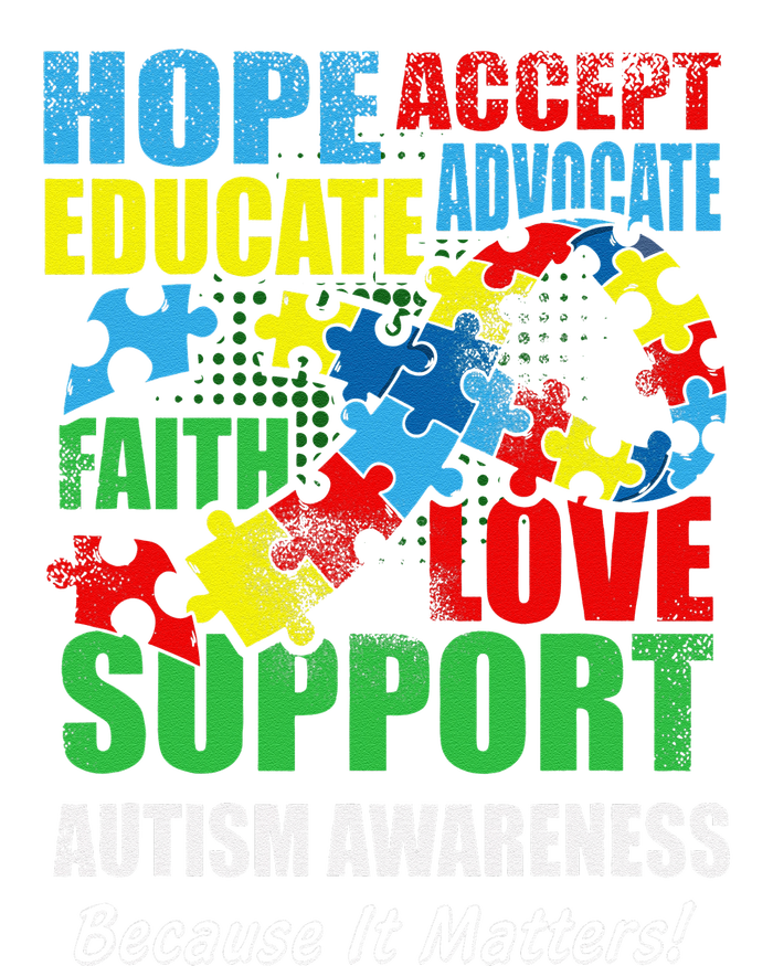 Hope Faith Love Ribbon Autism Awareness Women T-Shirt