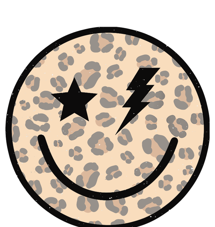 Leopard Happy Face Funny Retro Groovy Smile Face Meme Trendy T-Shirt