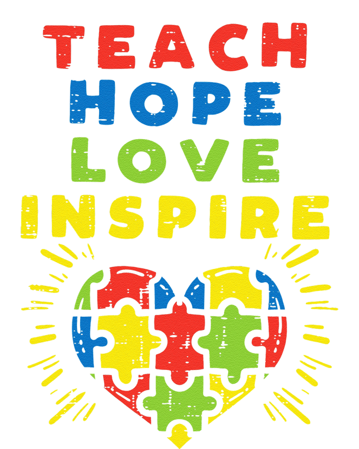 Teach Hope Love Inspire Heart Teacher Autism Awareness Sped Tall Long Sleeve T-Shirt