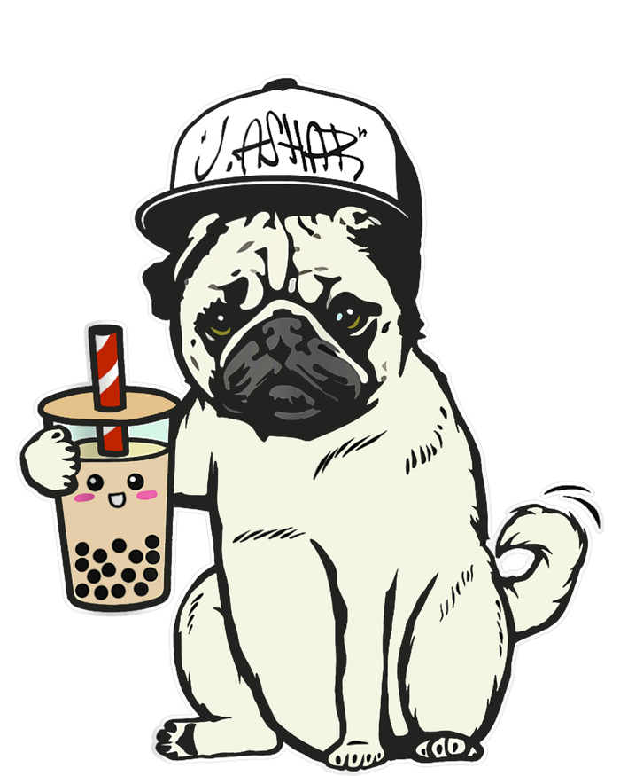 Babu the Pug Dog Drinking Bubble Tea, Justin Ashar Snapback Tank Top Women's T-Shirt