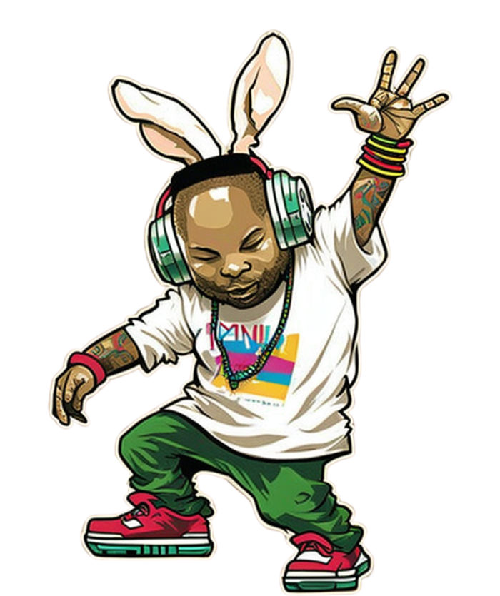 Hip Hop Easter Bunny Face Tall Long Sleeve T-Shirt