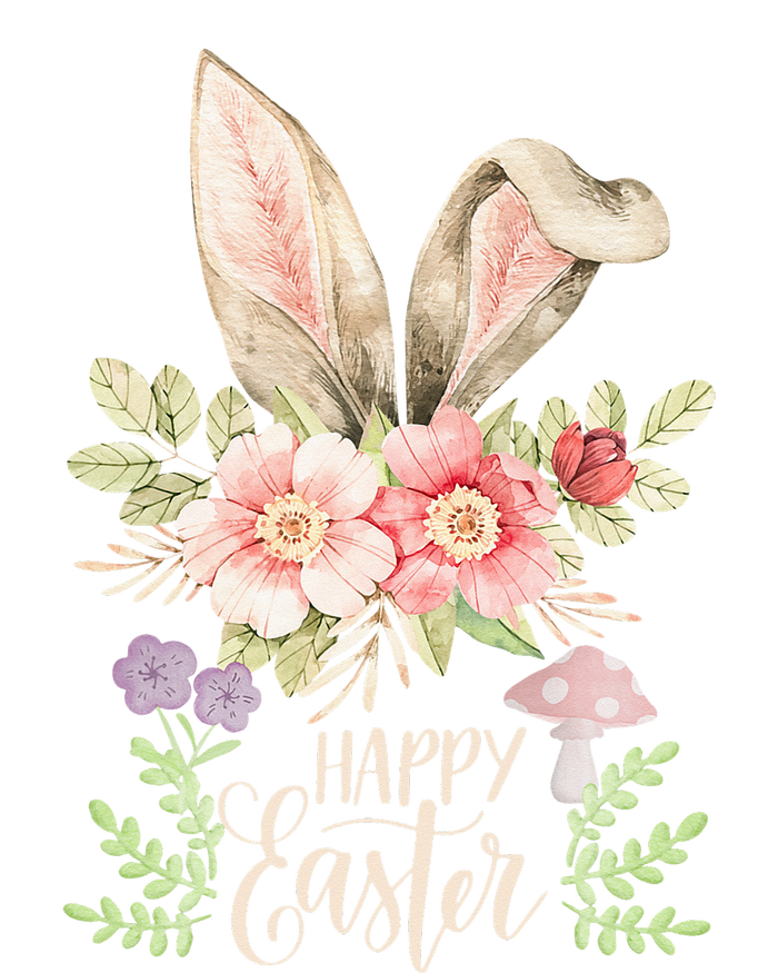 Happy Easter cute bunny ears with flowers and mushrooms Cool Comfort Performance Bucket Hat