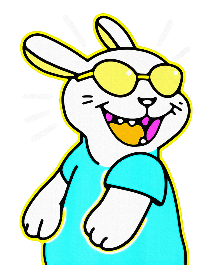 Happy Smiling Cartoon Easter Bunny With Yellow Glasses Tank Top