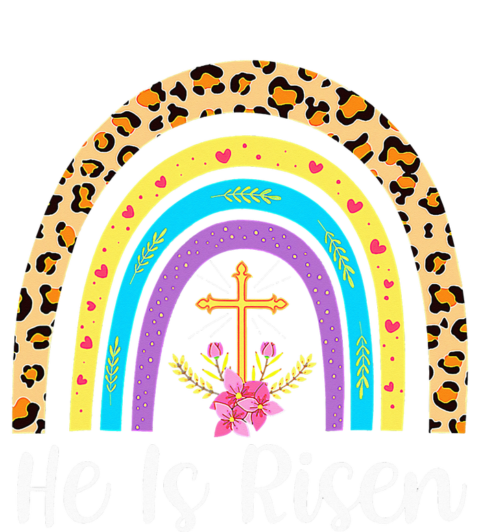 Rainbow He Is Risen Leopard Christian Jesus Happy Easter Day T-Shirt