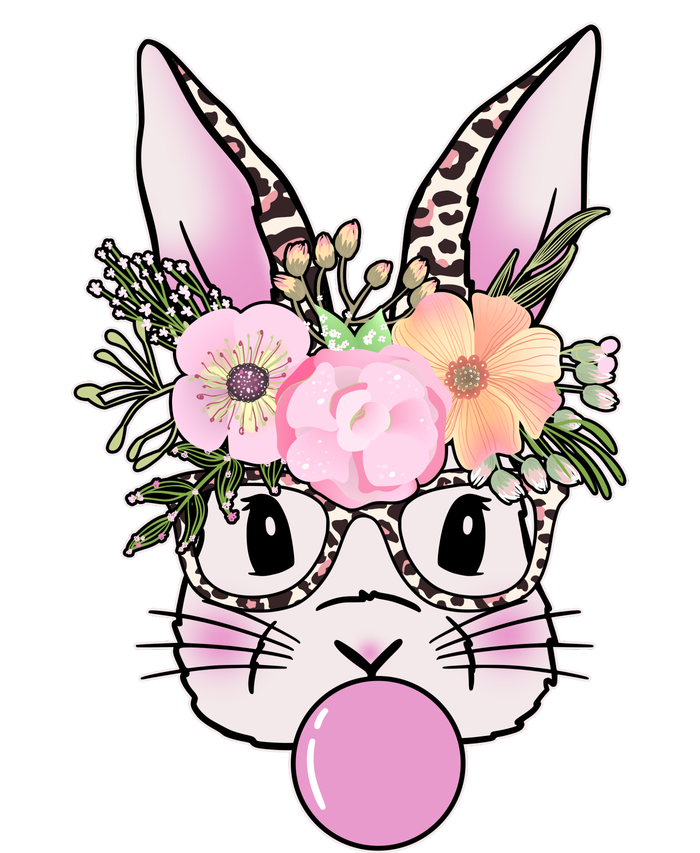 Cute Easter Bunny With Flower Crown And Bubblegum Kids T-Shirt