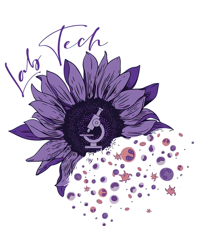 Purple Sunflower Lab Tech Blood Cells Lab Week Lab Queen Phlebotomy Week T-Shirt