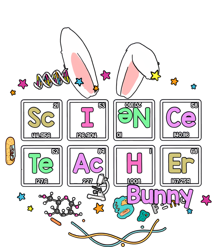 Science Teacher Bunny Periodic Table Chemistry Elements Easter Cute Bunny T-Shirt