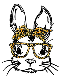 Funny Cute Bunny Wearing Glasses Leopard Easter Day Womens CVC Long Sleeve Shirt