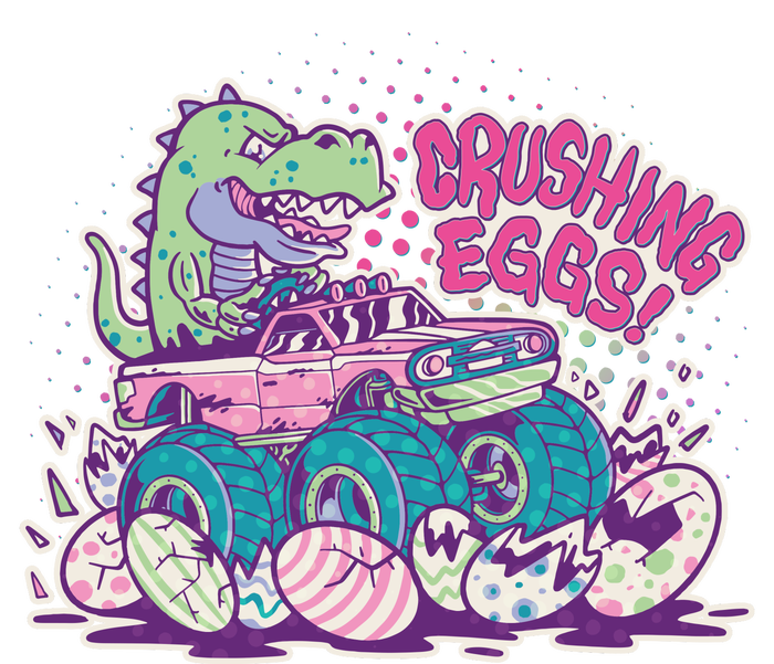 Funny Easter Crushing Eggs TRex Dinosaur Monster Truck T-Shirt