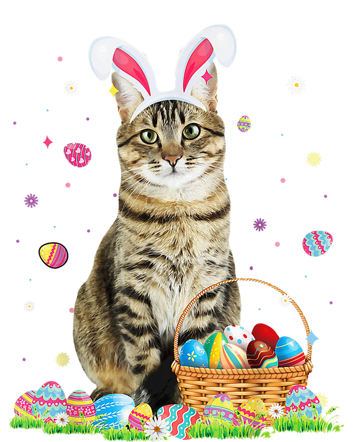 Happy Easter Cute Bunny Cat Eggs Basket Easter Cat Lovers T-Shirt