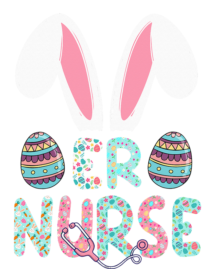 Cute Easter ER Nurse RN Bunny Ears Easter Eggs Womens Funnel Neck Pullover Hood