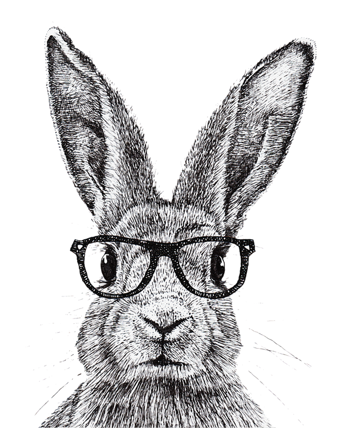 Hipster Bunny Rabbit Wearing Glasses Funny Drawing T-Shirt