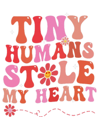 Tiny Humans Stole My Heart Groovy Valentine's Day L&D Nurse Womens Cotton Relaxed Long Sleeve T-Shirt