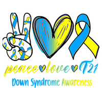 Peace Love T21 Blue Yellow Ribbon Down Syndrome Awareness Kids Long Sleeve Shirt