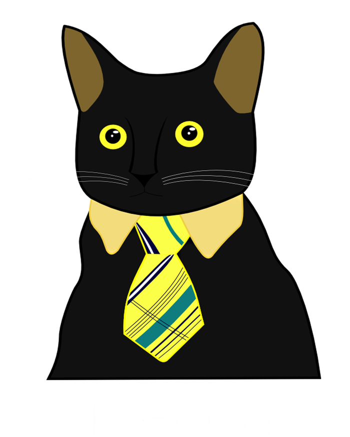 Black Business Cat Kitten With Yellow Tie Gift Full-Length Apron With Pockets