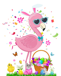 Easter Flamingo Bunny Ears With Easter Basket 2021 Gift T-Shirt