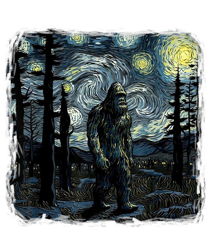 Bigfoot Starry Night Sasquatch Van Gogh Sky Painting Art Enza Ladies Jersey Football T-Shirt