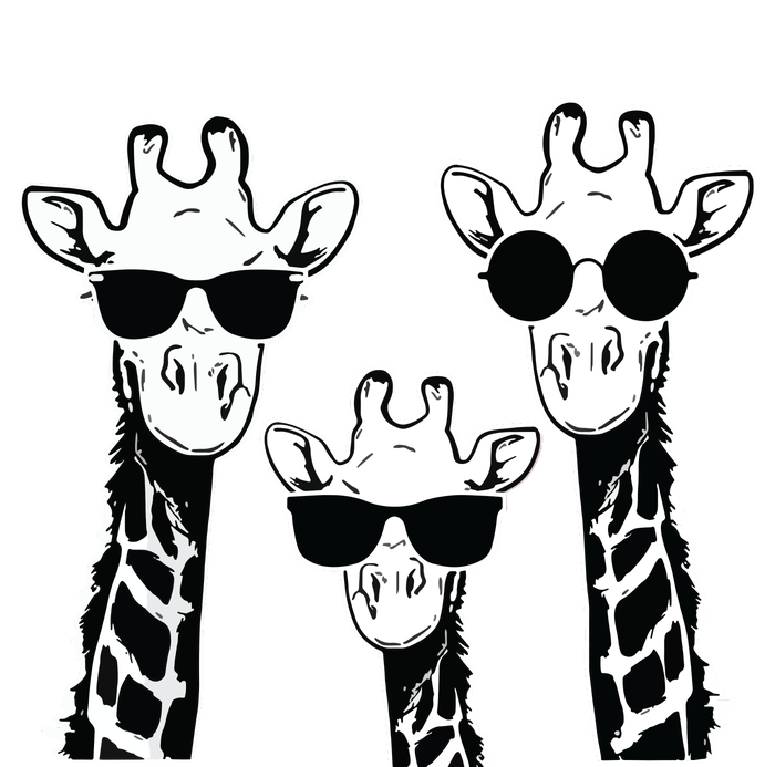 Giraffes Family With Sunglasses Giraffe Short Acrylic Beanie