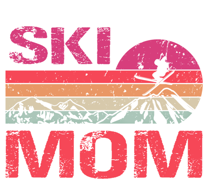 Retro Ski Mom Sunset Winter Skiing Mom Gift Ladies Long Sleeve Shirt