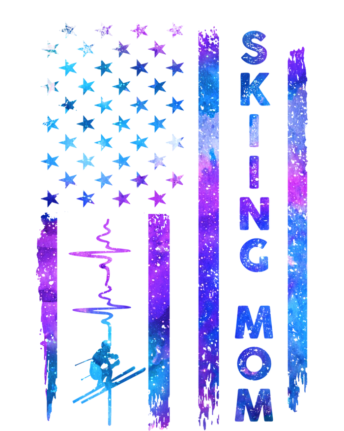 Wo American Us Flag Skiing Mom Galaxy Space Patriotic Gift T-Shirt