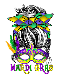 Wo Messy Bun Mardi Gras Feathered Mask Mardi Gras Party Gift T-Shirt