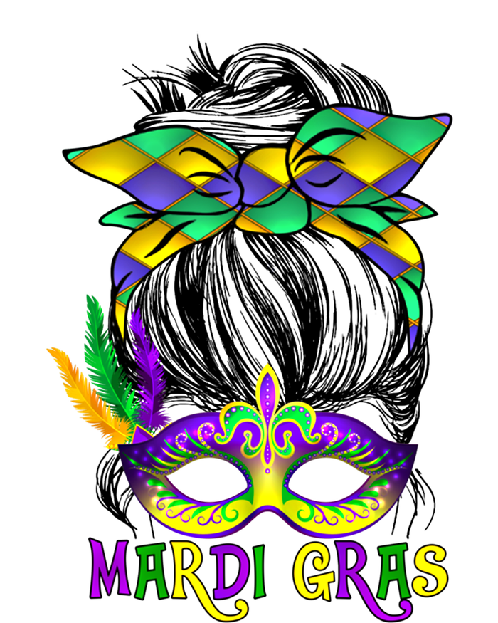 Wo Messy Bun Mardi Gras Feathered Mask Mardi Gras Party Gift T-Shirt