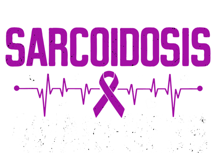 Sarcoidosis Awareness Heartbeat Purple Ribbon Month Support Gift Striped Beanie with Solid Band