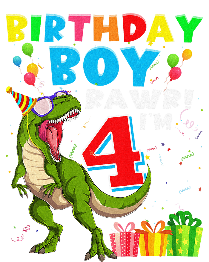 Rawr I'm 4 4th Birthday T Rex Dinosaur 4 Years Old Gift T-Shirt