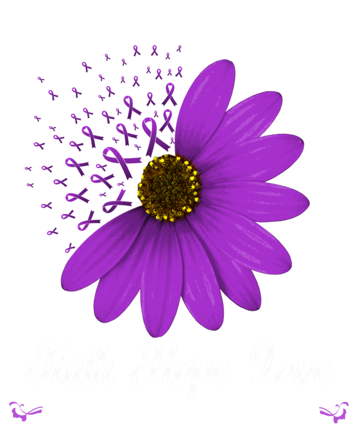 Thyroid Cancer Awareness Faith Hope Love Purple Ribbon Gift T-Shirt