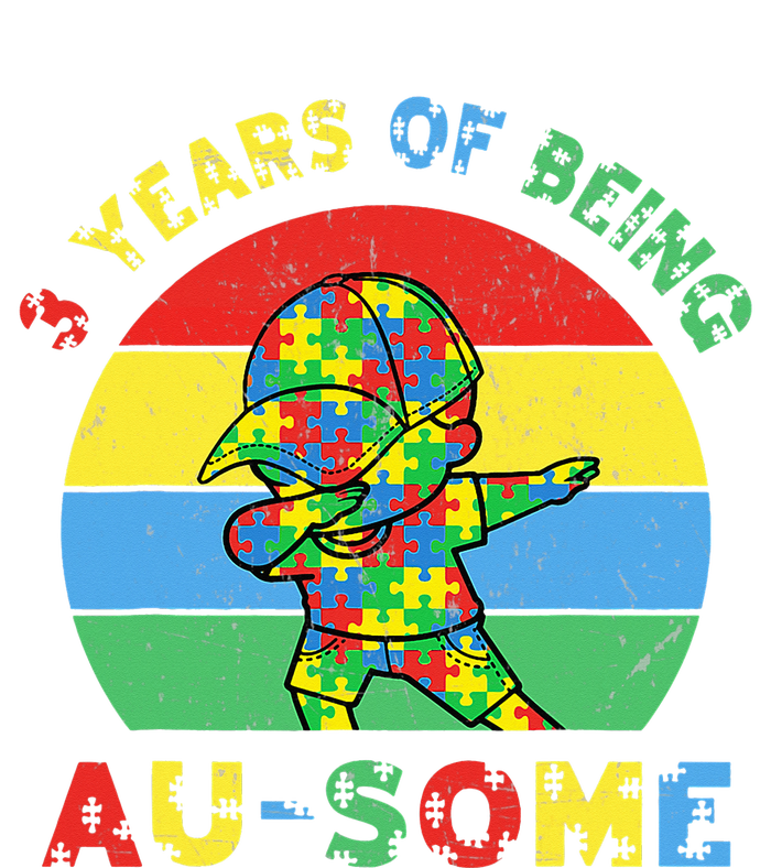 Autism Awareness Dabbing Awesome 3 Year Old 3rd Birthday T-Shirt