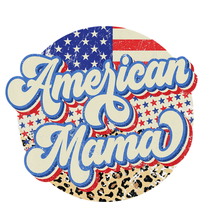 American Mama Retro 4Th Of July Leopard V-Neck T-Shirt