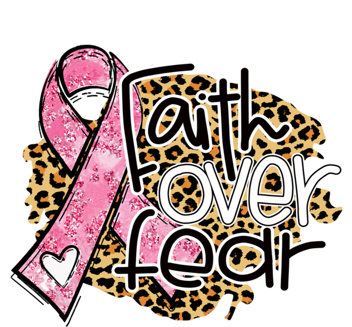 Faith Over Fear Pink Ribbon Leopard Breast Cancer Awareness Cute Gift T-Shirt