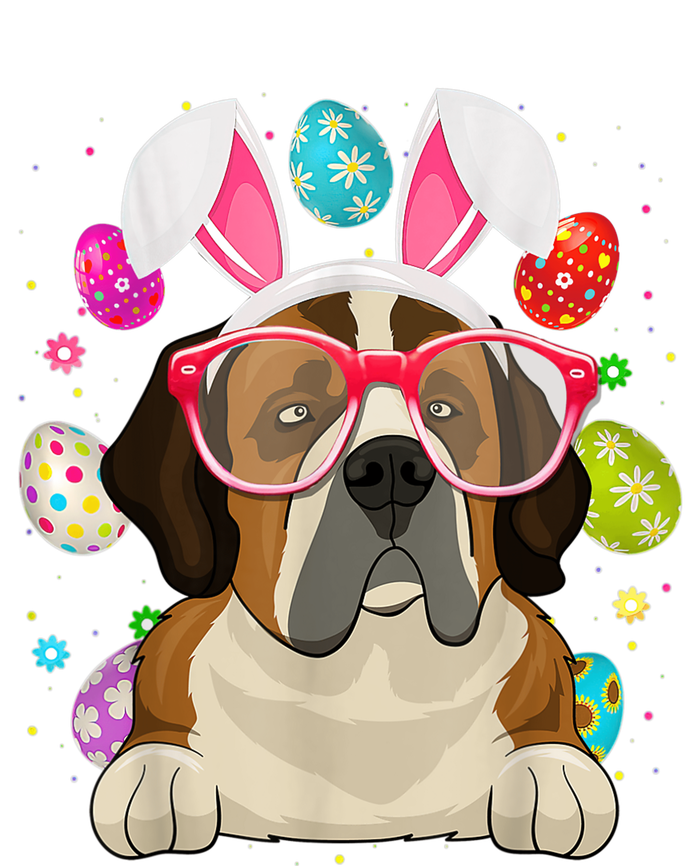 Cute Bunny St Bernard Dog Face Easter Eggs Easter Day T-Shirt