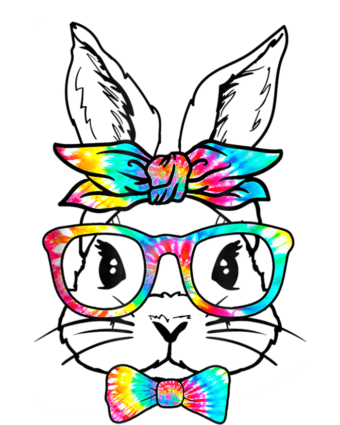 Cute Bunny Face Tie Dye Glasses Headband Happy Easter Day T-Shirt