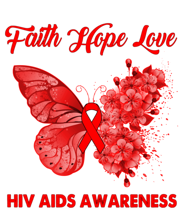 Butterfly Faith Hope Love Red Ribbon Hiv Aids Day Warrior Gift Tie-Dye Long Sleeve Shirt