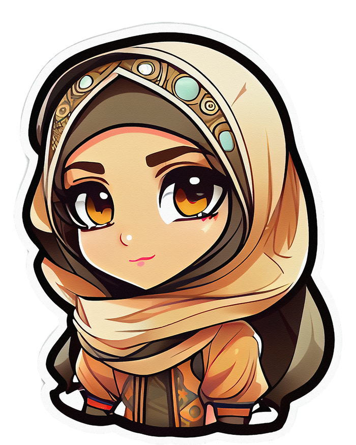 Seductive Anime Arab Hijab Head Scarf Beautiful Classic Women's Flannel Pajama Set