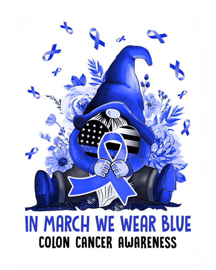 Gnome In March We Wear Blue Ribbon Colon Cancer Awareness Cute Gift Sustainable Knit Beanie