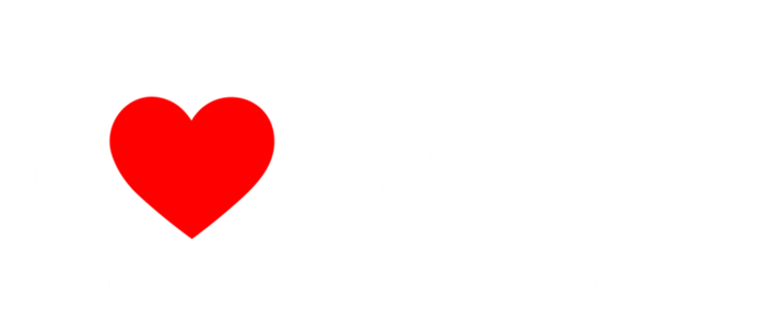 I Love Hot Asian Moms Cute Gift Heart Hot Moms I Love Hot Moms Funny Gift Women's V-Neck T-Shirt