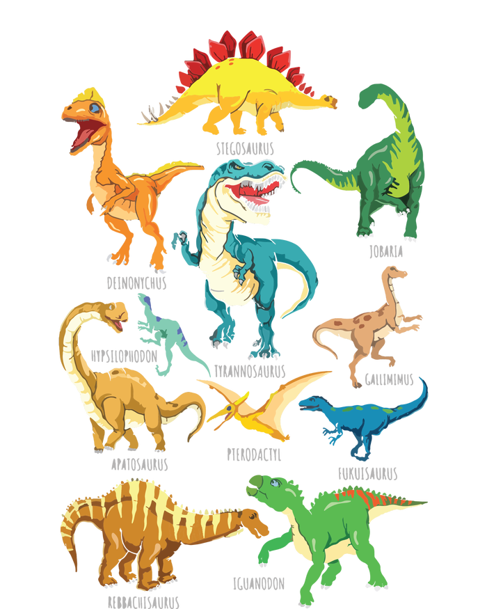 Types Of Dinosaurs Graphics Dino Identification Kids T-Shirt