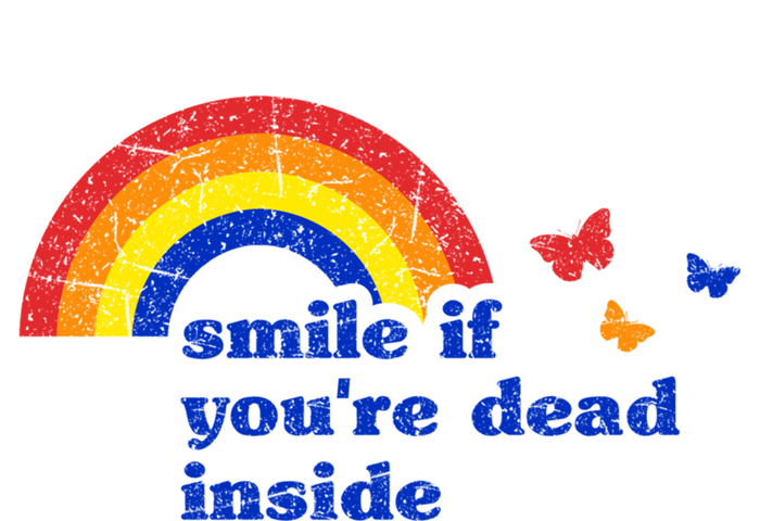 Smile If Youre Dead Inside Rainbow Vintage Dark Humor Gift Kids Long Sleeve Shirt