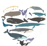 Whales Heart Shape Cute Ocean Mammals Whale Breeds Species T-Shirt