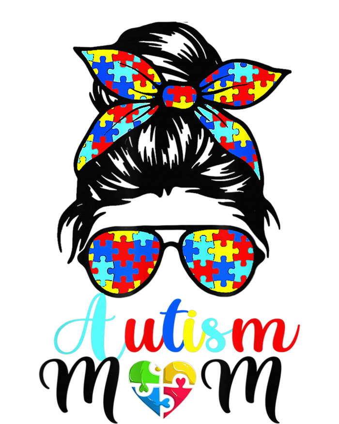 Be Kind Autism Awareness Messy Bun girl Wo Autism Mom T-Shirt