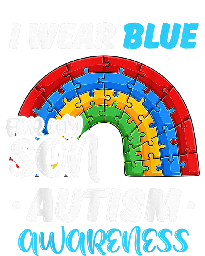 rainbow puzzle Autism I Wear Blue For Son Autism Awareness T-Shirt