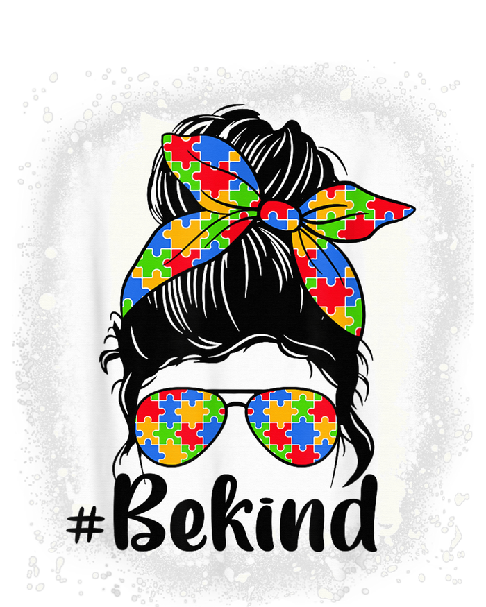 Be Kind Autism Awareness Messy Bun Mom Girl Tees Valucap Bio-Washed Visor