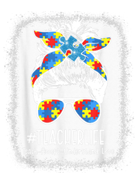 Autism Awareness Teacher shirt Messy Bun Teacher Autism Kids T-Shirt