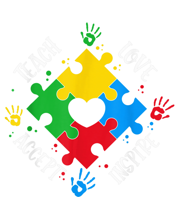 Teach Accept Love Inspire Wo  Teacher Autism Awareness Full-Length Apron With Pockets